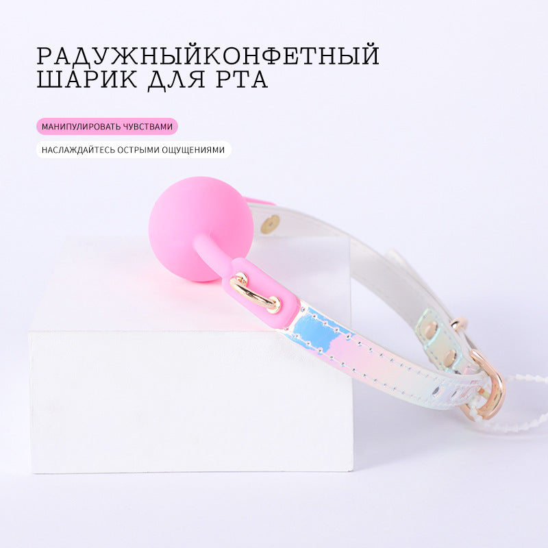 Image of SM Erotic Femdom Alternative Toy Bondage Erotic Mouth Ball Silicone Laser Lock Buckle Laser SM Mouth Plug Training